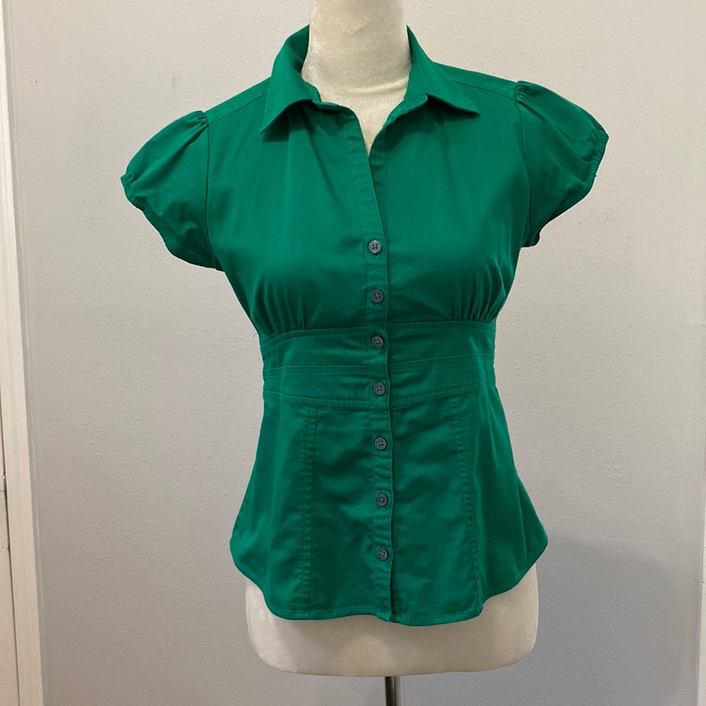 Emerald Green, size 4, Fitted Dress Shirt